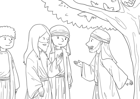 Luke 19 6 7 Jesus And Zacchaeus Coloring Page